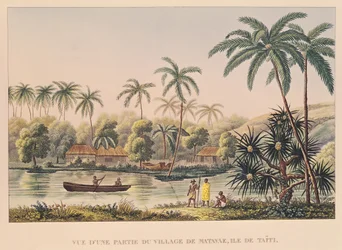 Pueblo de Matavae, Tahití, ilustración de 